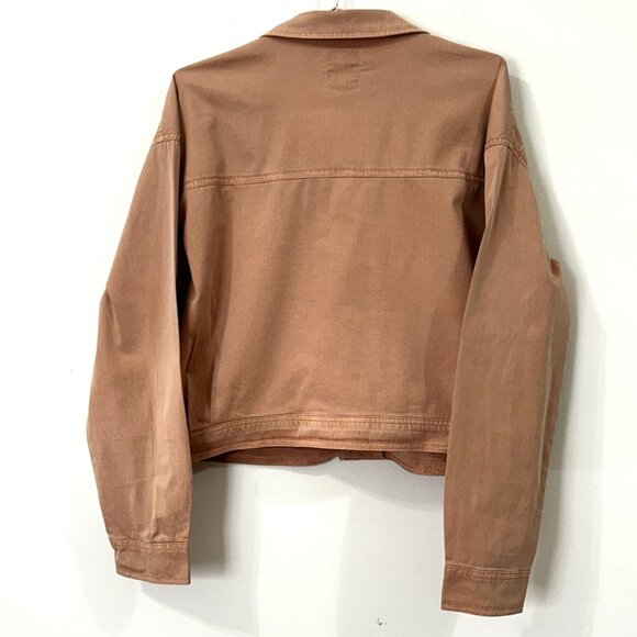 SO Jacket L Rust Orange Pinstripe Lightweight Button Front Collared Long Sleeve - Picture 2 of 12